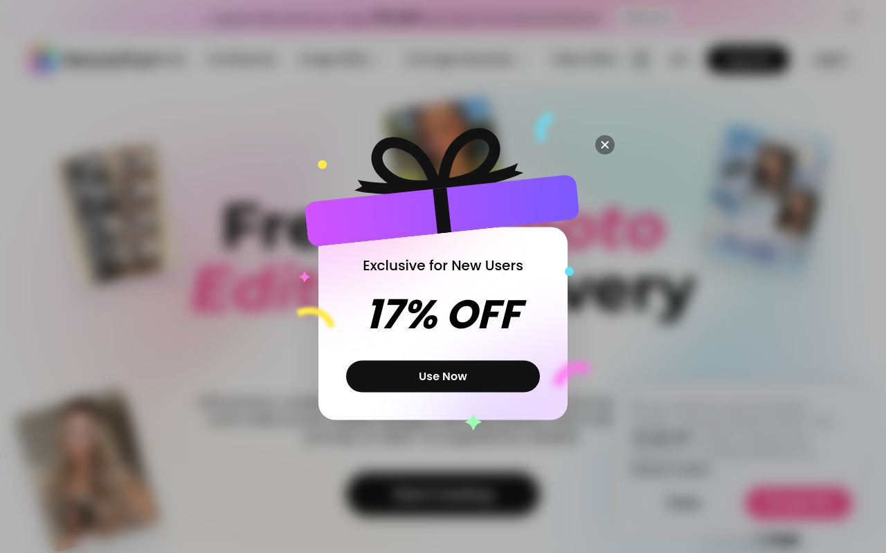 Screenshot of the BeautyPlus homepage