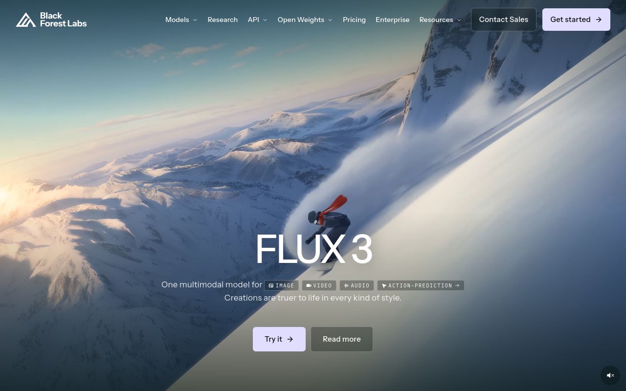 Screenshot of the Black Forest Labs homepage