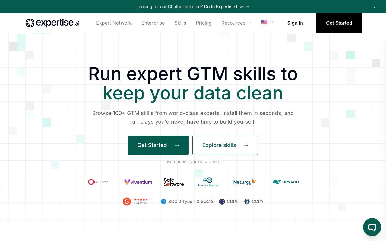 Screenshot of the Expertise AI homepage