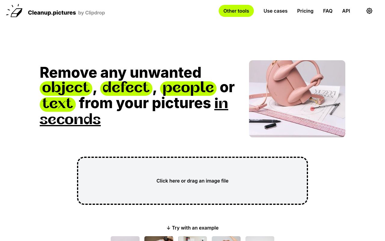 Screenshot of the Cleanup.pictures homepage