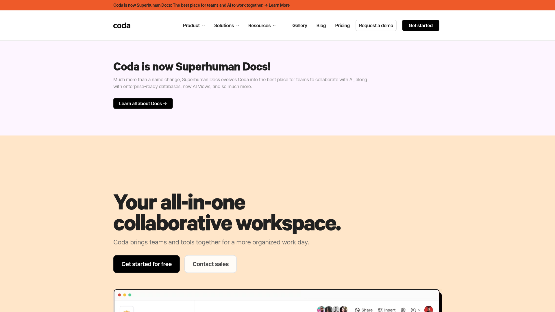Screenshot of the Superhuman Docs homepage