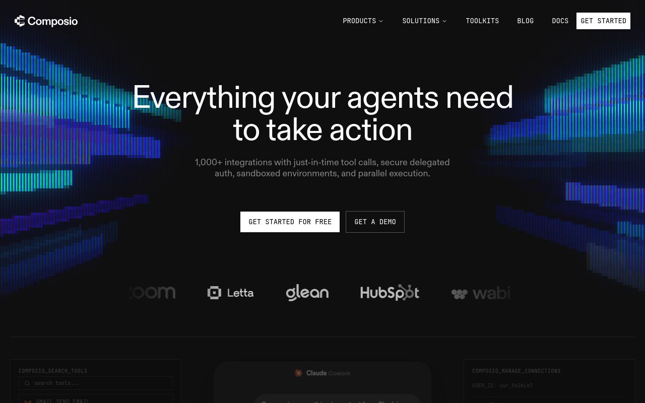 Screenshot of the Composio homepage