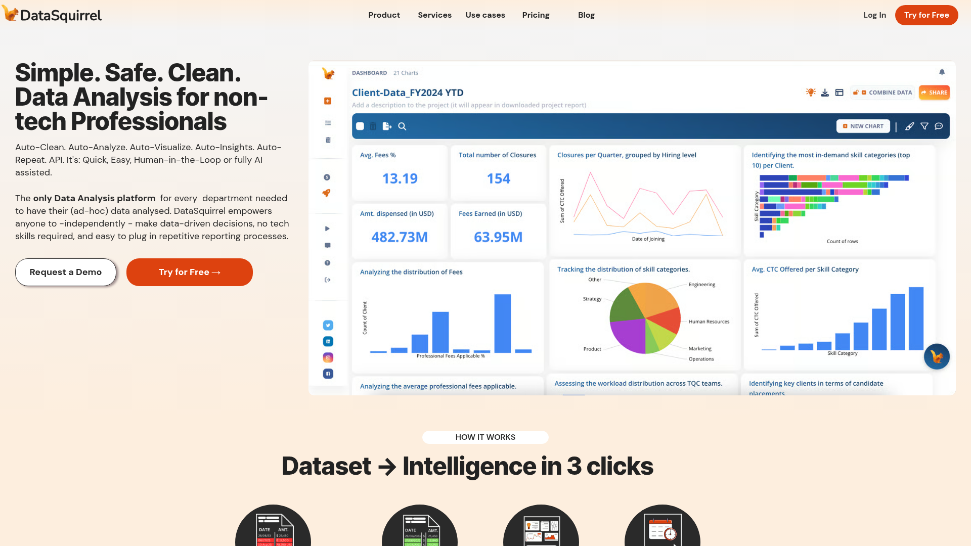 Screenshot of the DataSquirrel homepage