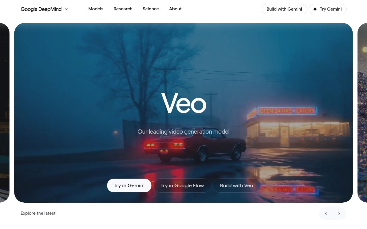 Screenshot of the Veo homepage