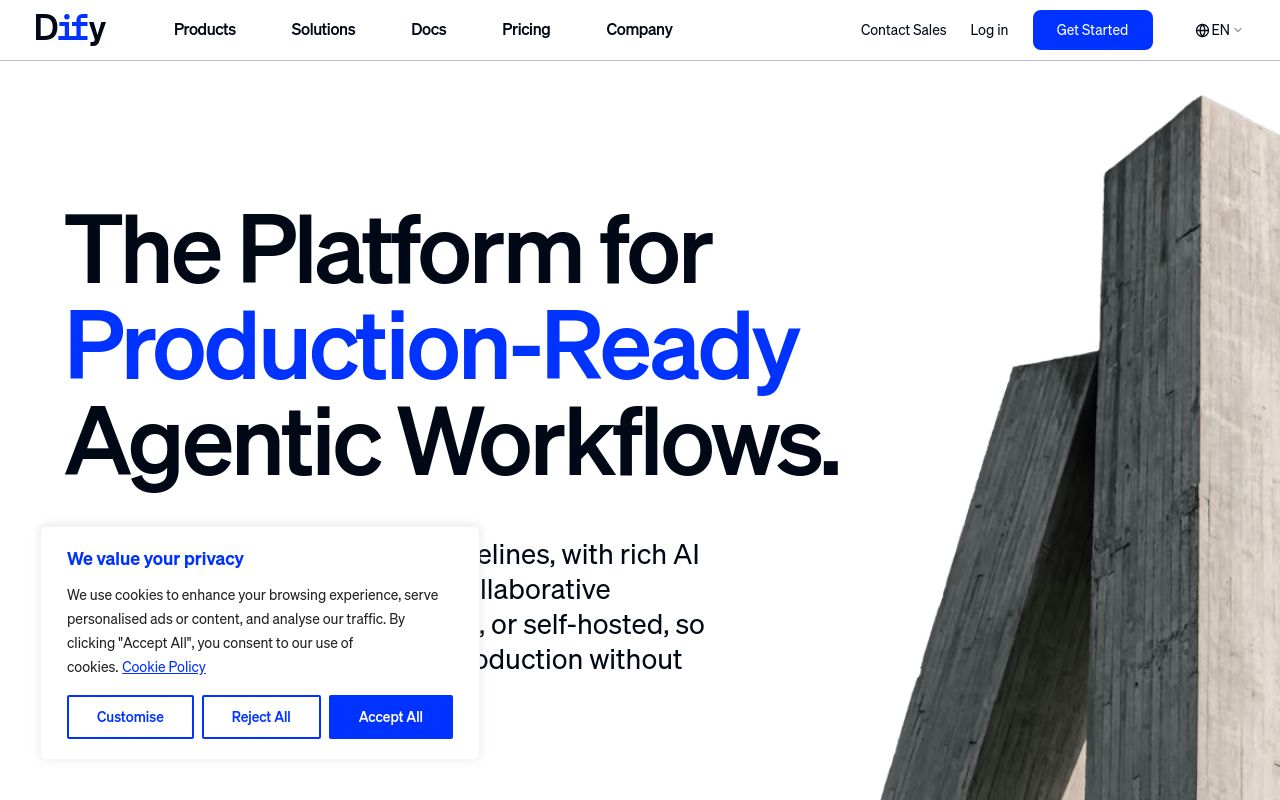 Screenshot of the Dify homepage