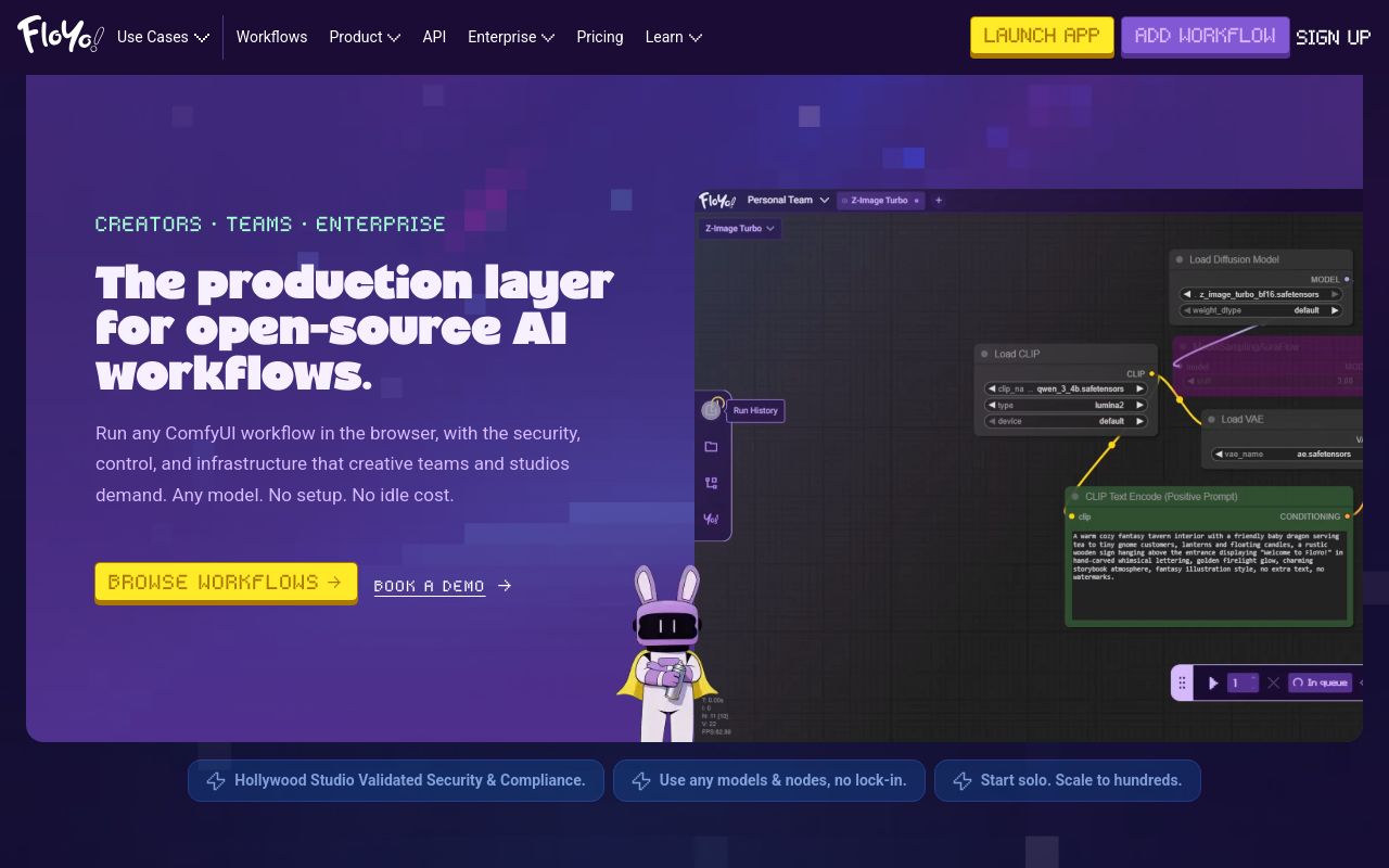 Screenshot of the Floyo homepage