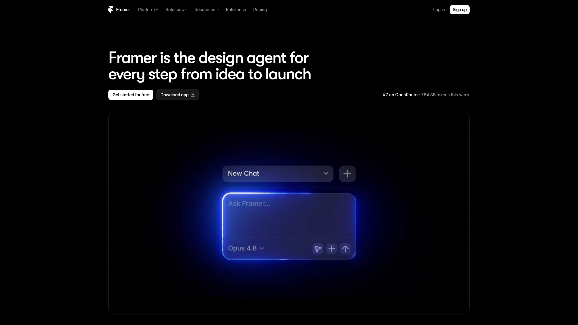 Screenshot of the Framer homepage