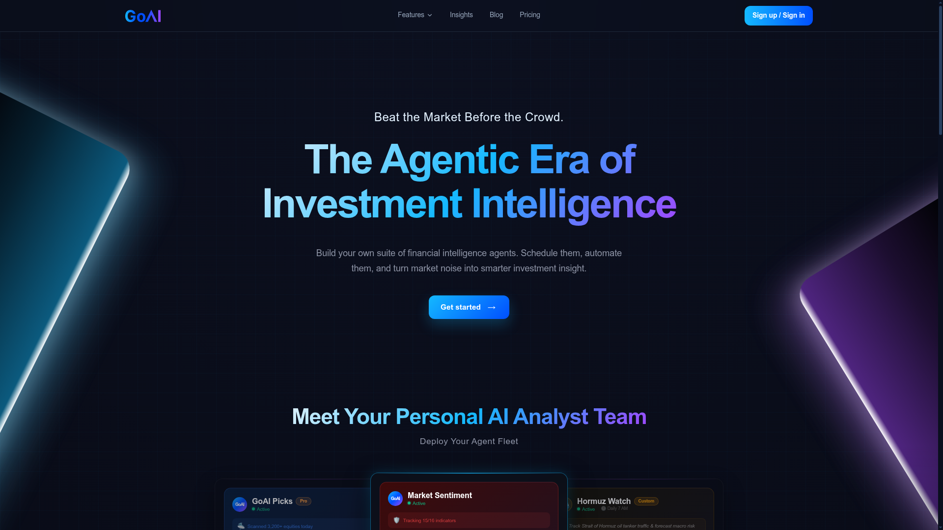 Screenshot of the GoAI homepage
