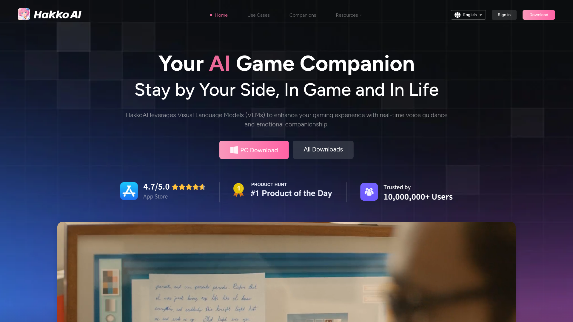 Screenshot of the HakkoAI homepage