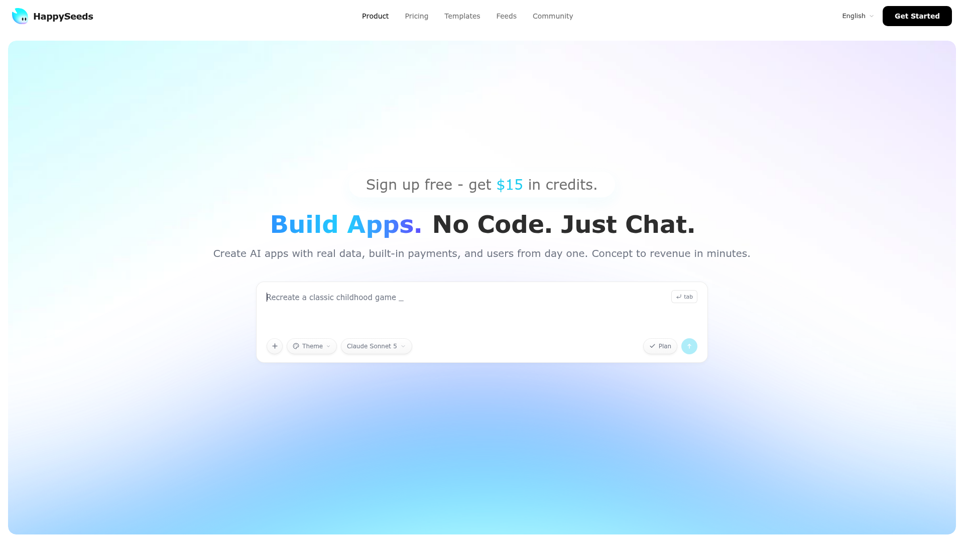 Screenshot of the HappySeeds homepage