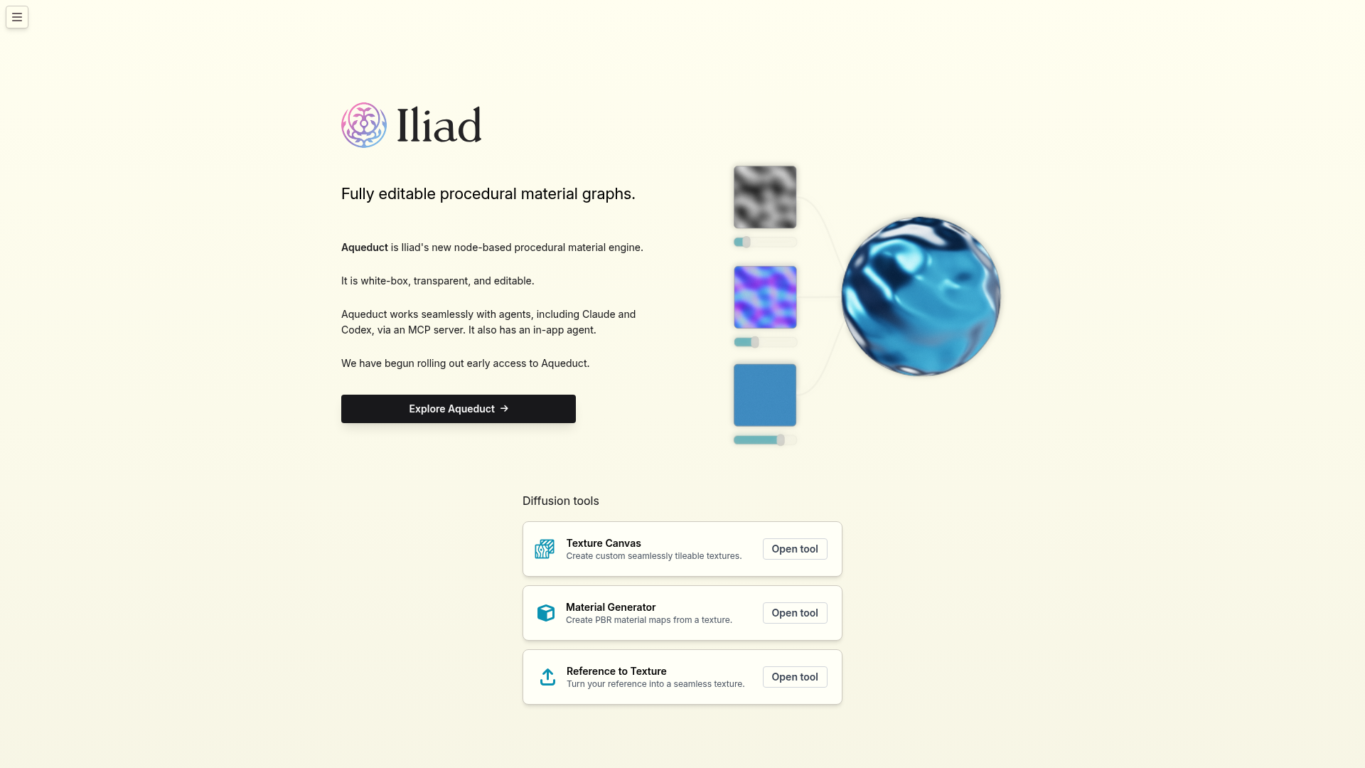 Screenshot of the Iliad homepage