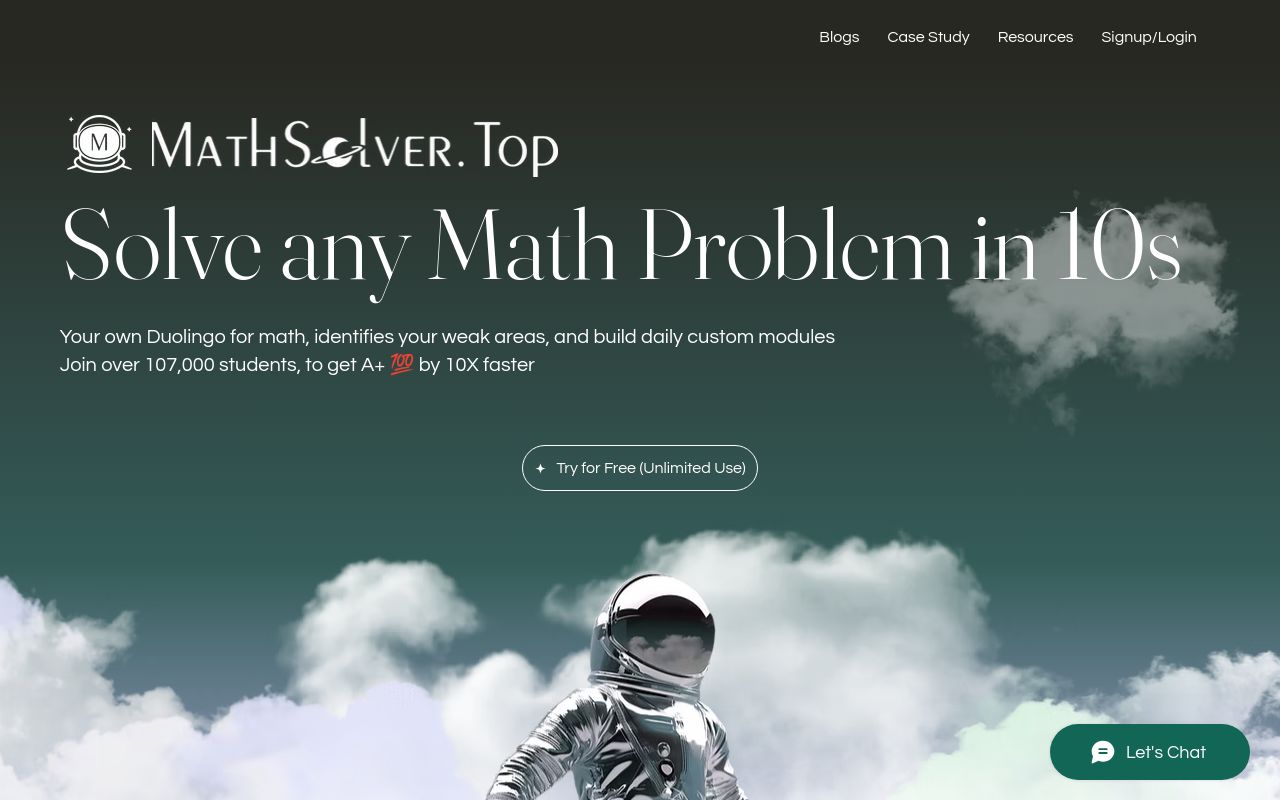 Screenshot of the MathSolver homepage