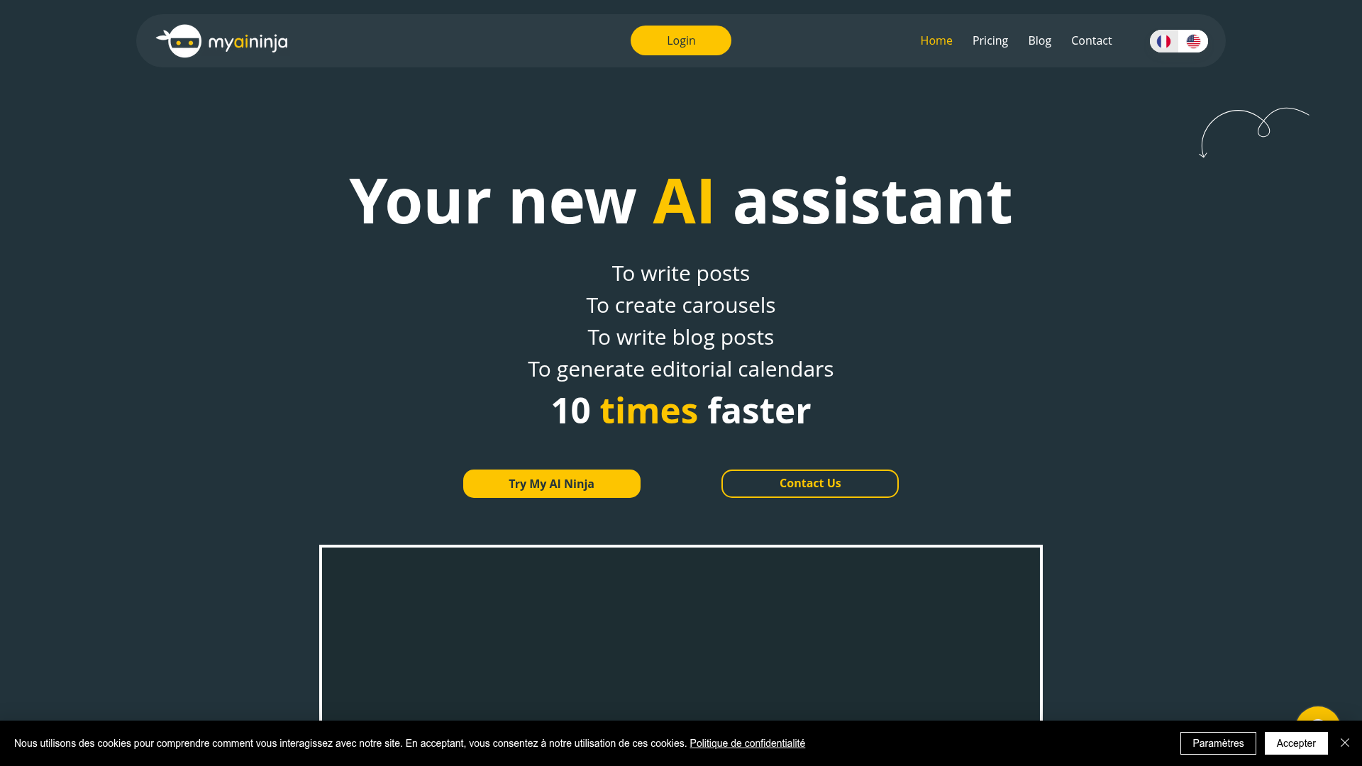Screenshot of the myAIninja homepage