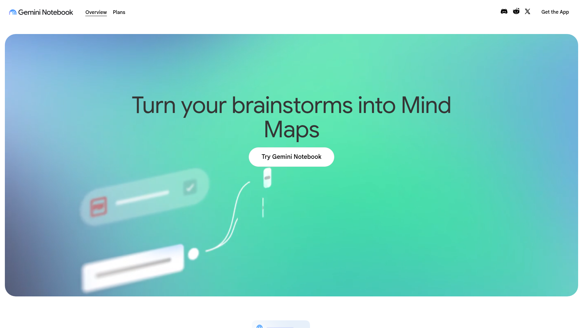 Screenshot of the Gemini Notebook homepage