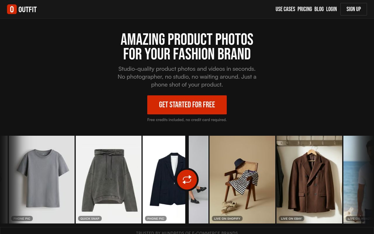 Screenshot of the Outfit homepage