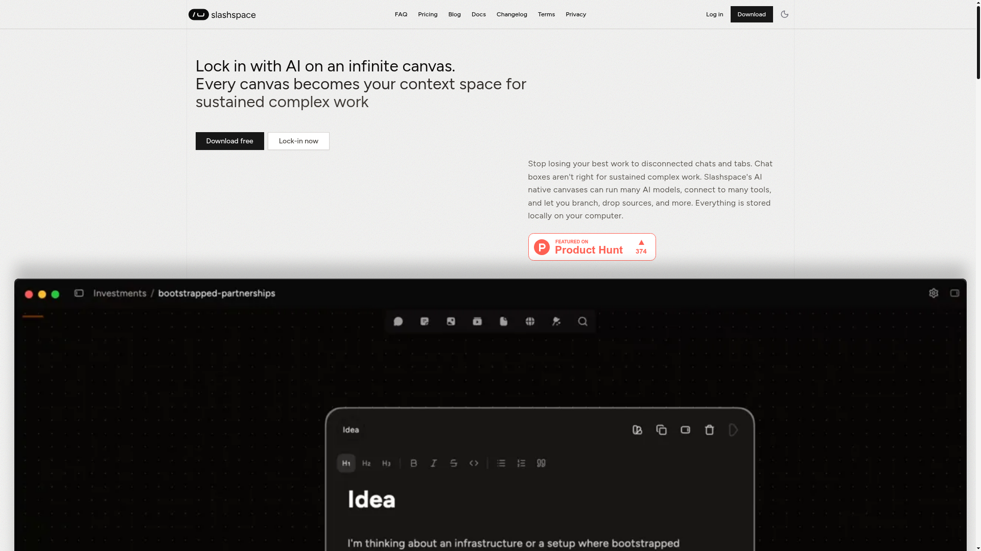 Screenshot of the Slashspace homepage