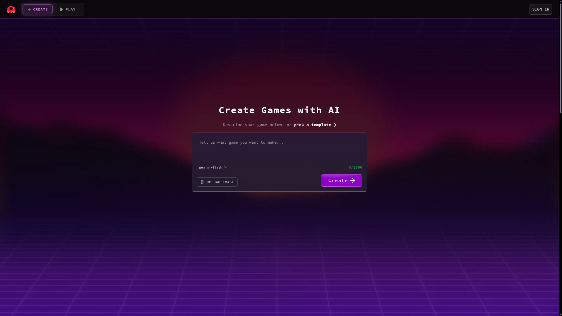 Screenshot of the Rosebud homepage