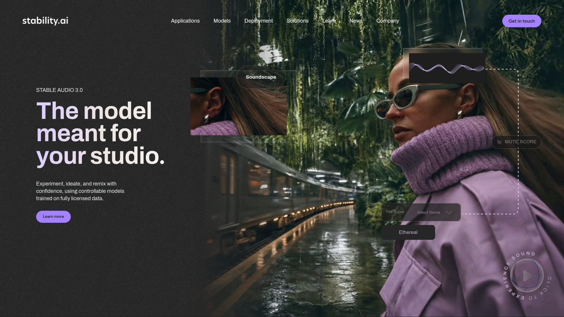 Screenshot of the Stability AI homepage