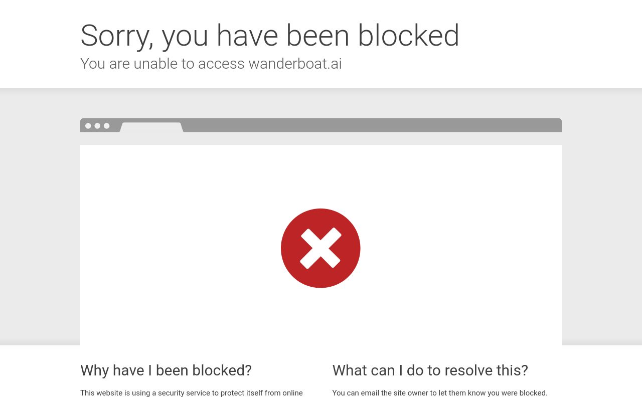 Screenshot of the Wanderboat homepage